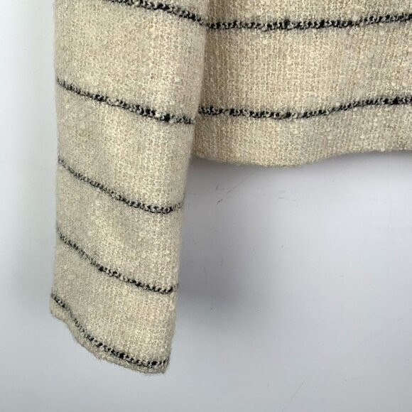 Celine Paris Wool Blend Striped Round Neck Jacket With Gold Buttons & Pockets Si - Picture 4 of 8